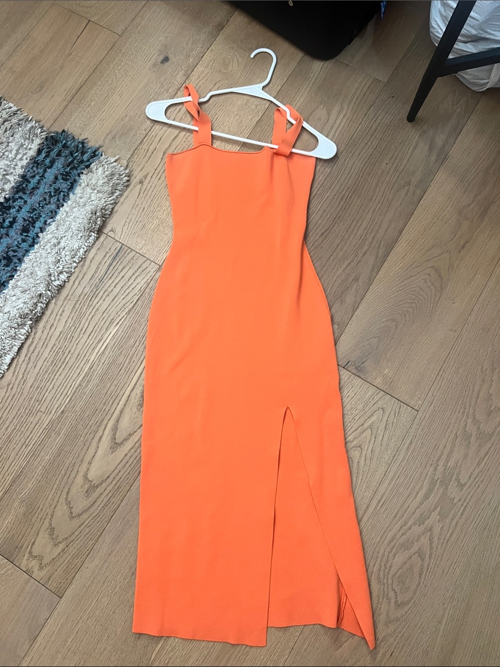 superdown Orange Sleeveless Midi Dress with Front Slit